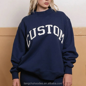 เสื้อสเวตเชิ้ตผู้หญิงคอเต่าทรงโอเวอร์ไซส์สำหรับฤดูหนาว ผ้าฝ้ายฟลีซปักโลโก้ ระบายอากาศได้ดีและมีซับใน - Product Image 3