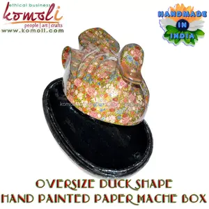 Boîte de canard en papier mâché faite à la main Sculpture animale peinte à la main pour le stockage et la décoration, conception personnalisée, vente en gros de l'Inde - Product Image 6
