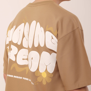 Servicio OEM disponible cuello redondo Puff impreso camisetas logotipo personalizado Color liso algodón hombres Puff estampado camiseta - Product Image 3