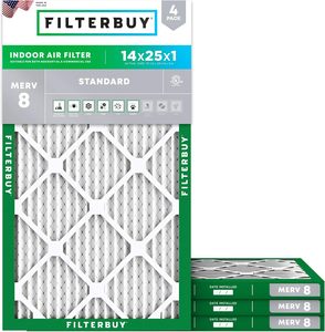 Filterbuy ไส้กรองอากาศขนาด 14x25x1 นิ้ว MERV 8 ป้องกันฝุ่นและสารก่อภูมิแพ้ (แพ็ค 4 ชิ้น) - Product Image 4