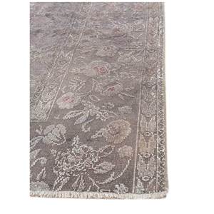 Alfombra de Lana y Seda Anudada a Mano en Verde Azalea con Patrón Floral Abstracto para Sala de Estar, Pasillo, Rectangular, Tipo Rompecabezas - Pae-6164 - Product Image 4