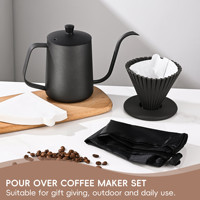 Bouilloire à bec de cygne en acier inoxydable de haute qualité 20 oz (600 ml) – Ensemble de cafetière moderne de luxe avec filtre à café