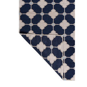 อัลฮัมบรา บลู แฟลต วีฟส์พรมขนสัตว์ขนาดใหญ่ 9x12 รูปทรงสี่เหลี่ยมผืนผ้าลายเรขาคณิตห้องนั่งเล่นพรมปูพื้นทางเดินรุ่น ADWL-13315 - Product Image 5