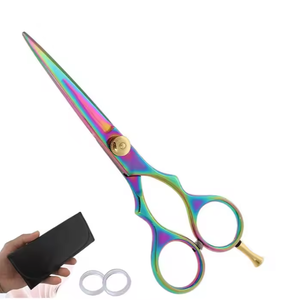 Ciseaux de coiffeur à revêtement multicolore fabriqués avec des ciseaux de coiffure en acier inoxydable avec lames tranchantes de rasoir OEM - Product Image 4