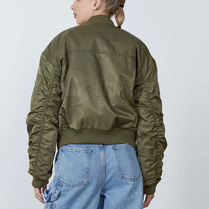 Blouson bombardier bouffant de couleur unie au design unique pour femmes blouson bombardier imperméable et respirant pour femmes - Product Image 2