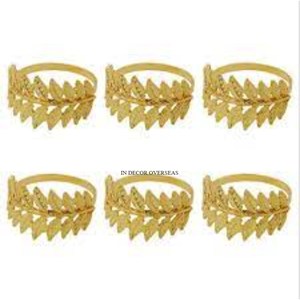Magnifiques anneaux de serviette décoratifs de table en aluminium moulé de haute qualité plaqués or, design de feuilles, de luxe, provenant d'un fournisseur indien - Product Image 4