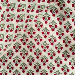 Hand Block Printed Organic Eco-Friendly Cotton Cambric Fabric Natural Block Print Handmade Lightweight for Curtain Bag Craft - Product Image 4