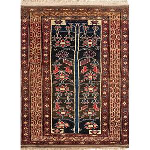 Kiaan Paem-215 Beige <b>Brown</b> Hand Knotted <b>Wool</b> Rugs Floral Abstract Living Carpet for Home Entryway Hallway Rectangle Puzzle - Product Image 1