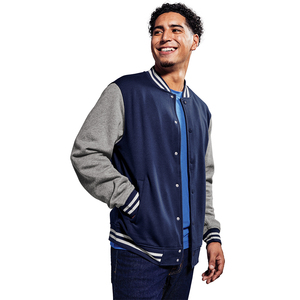 Men's Casual Varsity Wool Jacket Crew Neck Long Sleeve Baseball Design With Button Down 100% Wool Winter Season Comfort Jacket - Product Image 3