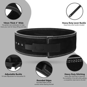 Ceinture de musculation professionnelle en cuir de vache de 10 mm avec logo personnalisé, ceinture de soutien dorsal pour la musculation, la musculation, la salle de sport, la remise en forme - Product Image 5