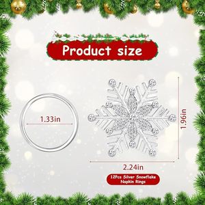 Servilletero de plata alemán moderno, servilletero de diamantes de imitación, copo de nieve para decoración de fiesta, mesa de comedor todos los días - Product Image 5