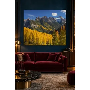 Impression sur toile Fida Golden Poplars et Rocky Mountain Range - Product Image 3