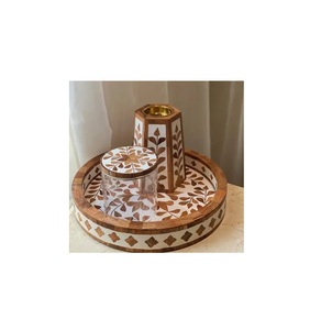 Bandeja de resina de madera antigua de Chocolate con incrustaciones de madera y resina de lujo calidad caliente para uso doméstico en hoteles bandeja para servir alimentos de último diseño - Product Image 6