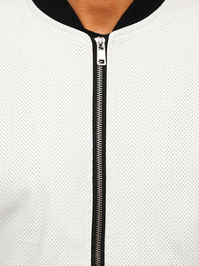 Veste en cuir pour motard, veste en cuir tendance pour homme, veste bomber avec poches - Product Image 3