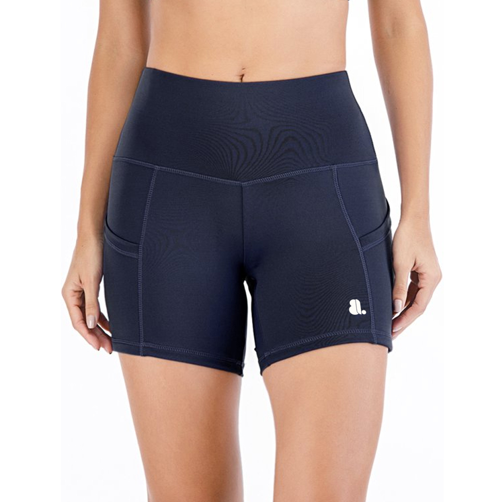 Elastic Waist High Waist Breathable Quick Dry Compression Shorts for Women with Side Pockets-Eco-Friendly Gym & Fitness Wear