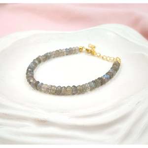 AAA+ Labradorite <b>Beaded</b> <b>Bracelet</b> Gold Plating Diamond Main Stone Religious for Wedding Party Anniversary Engagement Perfect Gift - Product Image 2