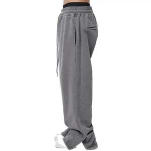 Street Wear 100% coton jambe large pantalons de survêtement évasés pantalon respirant lavage à l'acide 2026 hommes polaire survêtement OEM entretenu pantalon évasé - Product Image 3