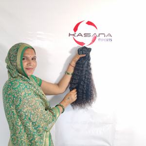 Extensions de Cheveux Humains Remy Indien Couleur Naturelle Noir Femmes Cuticules Alignées Non Transformées Machine double trame Vague Profonde - Product Image 1