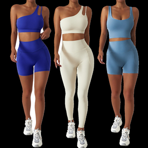 เชือกแขวนคอแบบกําหนดเองกระชับสูทสั้นด้านบนเสื้อผ้าออกกําลังกายแบบกําหนดเองสวมใส่ออกกําลังกายโยคะชุดชั้นในและกางเกงชุดชุด Activewear ที่กําหนดเอง - Product Image 2