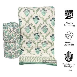 Lujoso edredón de algodón orgánico Jaipuri bloque de mano impreso Boho Floral ecológico luz King Size funda de cama juegos de edredón suave - Product Image 3
