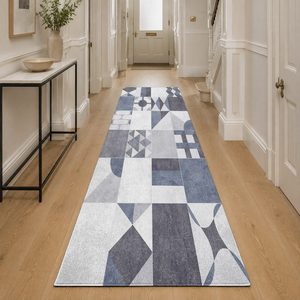 Tapis de salon en chenille gris argenté à motif design imprimé numériquement, lavable en machine, antidérapant - RUGS DEPOT LXDP-0549 (vente en gros) - Product Image 5