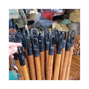 High quality Wooden Broom Stick with PVC Shrink Film coated Eucalyptus wood core Screw Italian/Mexican style