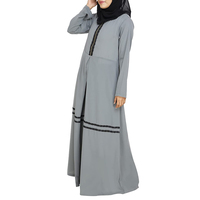 Nuevo Diseño, Alta Calidad, Transpirable, Secado Rápido, Ropa Casual Islámica, Abaya para Mujer, Moda, Color Sólido, Manga Larga, Largo hasta el Tobillo