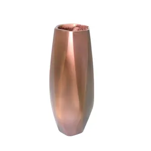 Copper Antique Finishing Aluminum Luxury Design Long Metal Flower Vase Pot For Home Decoration Customized