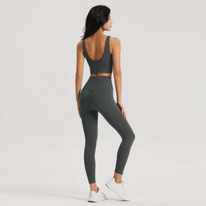 Nuevo estilo caliente Fitness personalizado y ropa activa Nuevo Spandex Poliéster Cintura alta Ropa de yoga Conjuntos de yoga sin costuras para mujeres - Product Image 4