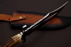 Cuchillo Bowie para Camping y Caza con Acero D2, Mango de Asta de Ciervo, Filo NM, Ligero y Duradero, Incluye Funda - Product Image 3