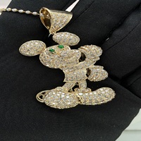 Pendentif en diamant inspiré de personnages de dessins animés, style hip-hop, pour enfants, or 14 carats, 6,50 carats, clarté SI naturelle, certifié IGI