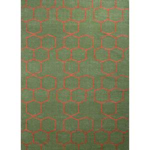 พรมขนสัตว์ทำมือ Indusbar สีเขียว ลายเรขาคณิต สำหรับบ้าน รูปทรงสี่เหลี่ยมผืนผ้าขนาดใหญ่ กว้าง 4 เมตร หนา 10 มม. เหมาะสำหรับห้องนั่งเล่น ห้องนอน วัยรุ่น - Product Image 1