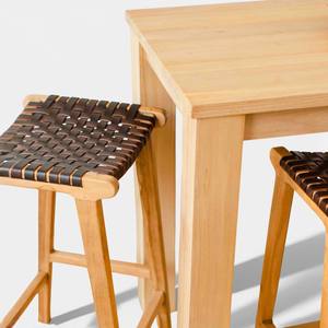 Tabouret de bar en teck de qualité commerciale en gros, siège en cuir tressé, chaise haute pour hôtel, restaurant, café, bar, fabricant de meubles - Product Image 5