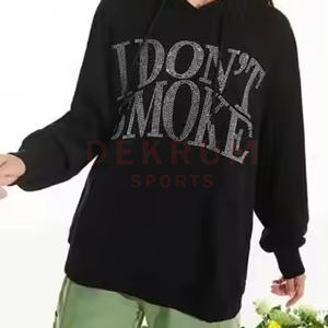 Sudadera con capucha de diamantes de imitación de manga larga cómoda de peso pesado poliéster/algodón hecho mejor diseño sudaderas con capucha de diamantes de imitación - Product Image 5