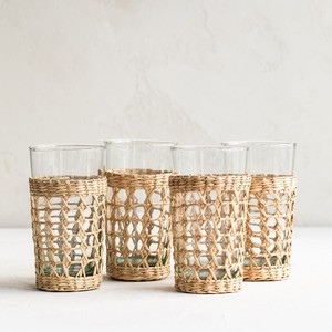 Soporte de anillo de vidrio antideslizante, cristalería de algas marinas tejidas decorativas, vaso para beber, tazas hechas a mano, suministro de Vasos - Product Image 4