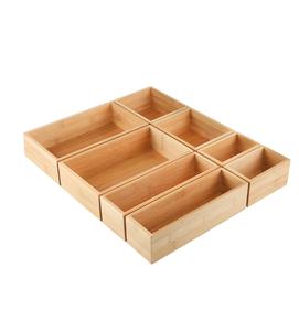 8 Pcs Bambou Tiroir Organisateur Ustensile Plateau Cuisine Boîte De Rangement 4-Taille Polyvalent Séparateurs Porte-Couverts Bacs Conteneurs - Product Image 1