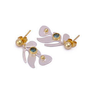 Apatite Hydro QUARTZ ดีไซน์แบบแกนต่างหูพลอยชุบเงินชุดแฟนซีต่างหูแบบง่ามอินเทรนด์ - Product Image 2