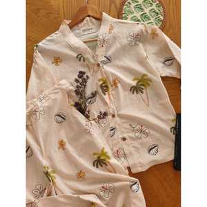 Conjunto de Ropa Informal para Caminar por la Playa para Primavera/Verano, Blusas de Manga Tres Cuartos - Product Image 1