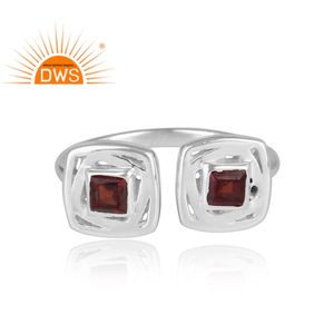 Latest Design 925 Fine Sterling Silver Natural Garnet Gemstone <b>Adjustable</b> <b>Ring</b> Custom Jewelry For Women Gift For Her - Product Image 3