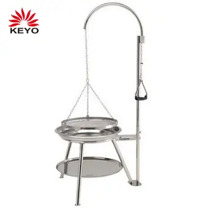 Griglie per Barbecue a carbone da appendere 55 Cm griglia girevole treppiede pentola fuoco portatile girevole griglia appesa con griglia