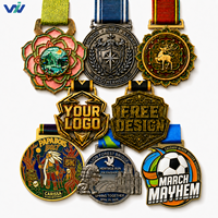 Médaille de sport personnalisée avec logo imprimé, plaquée or, en alliage de zinc antique moderne, pour course à pied, taekwondo, marathon, triathlon