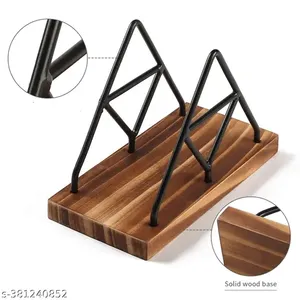 Servilletero de metal con revestimiento de polvo negro, soporte para servilletas de vajilla de color con base de madera - Product Image 6