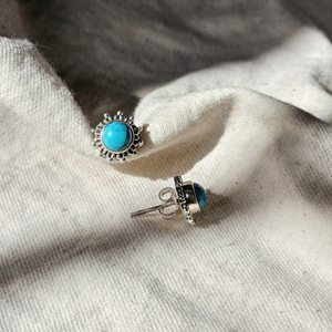 <b>Turquoise</b> gemstone <b>studs</b> for women <b>turquoise</b> jewelry for daily wear 925 sterling silver <b>stud</b> <b>earrings</b> for birthday gemstone - Product Image 1