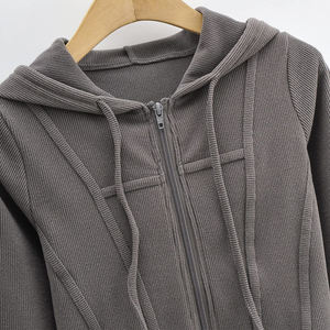 2024 new fashion winter <b>long</b> sleeve print high stretch short street wear embroidered crop <b>top</b> <b>women</b> hoodie - Product Image 4