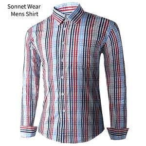 Chemise à carreaux boutonnée décontractée pour homme 100% coton - Product Image 1