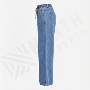 Fashionable Trendy Women High Waist Lace up <b>Trousers</b> Jeans Denim Pants <b>Vintage</b> Wide Leg Straight Premium Fashion Ladies Wear - Product Image 3