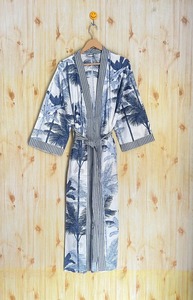 Kimono en coton indien fait à la main imprimé décontracté Resort et Bikini Wrap pour les vêtements de nuit des femmes en été et au printemps - Product Image 6