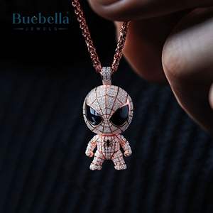 Hip Hop para hombre Plata de Ley 925 dibujos animados superhéroe araña colgante Iced Out Moissanite Diamond Super Cool & Stylish - Product Image 2