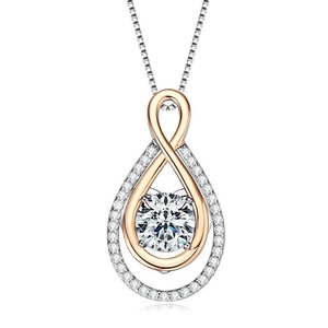 Collar con Colgante de Lujo de Dos Tonos Infinito de 8 mm y 2 Quilates de Moissanita de Plata de Ley 925 con un Brillante Diamante Clásico de Gran Tamaño - Product Image 1