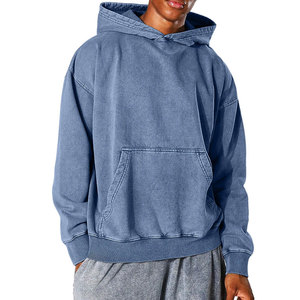 OEM al por mayor de alta calidad de algodón con capucha de los hombres Vintage Stone Acid Wash de gran tamaño de estilo casual de logotipo personalizado con capucha - Product Image 2